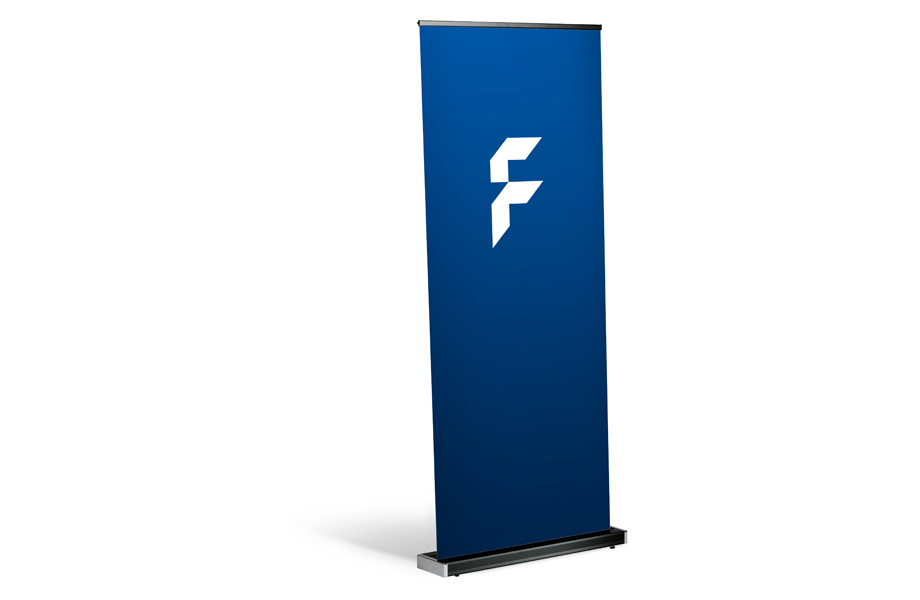 Black roller banners, mechanism and print