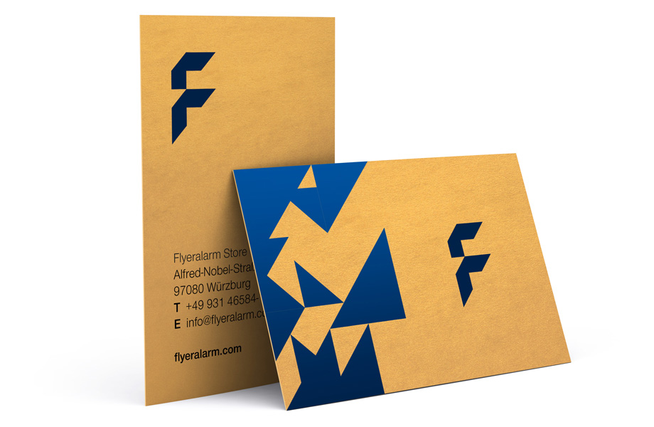 Business cards made from gold paper