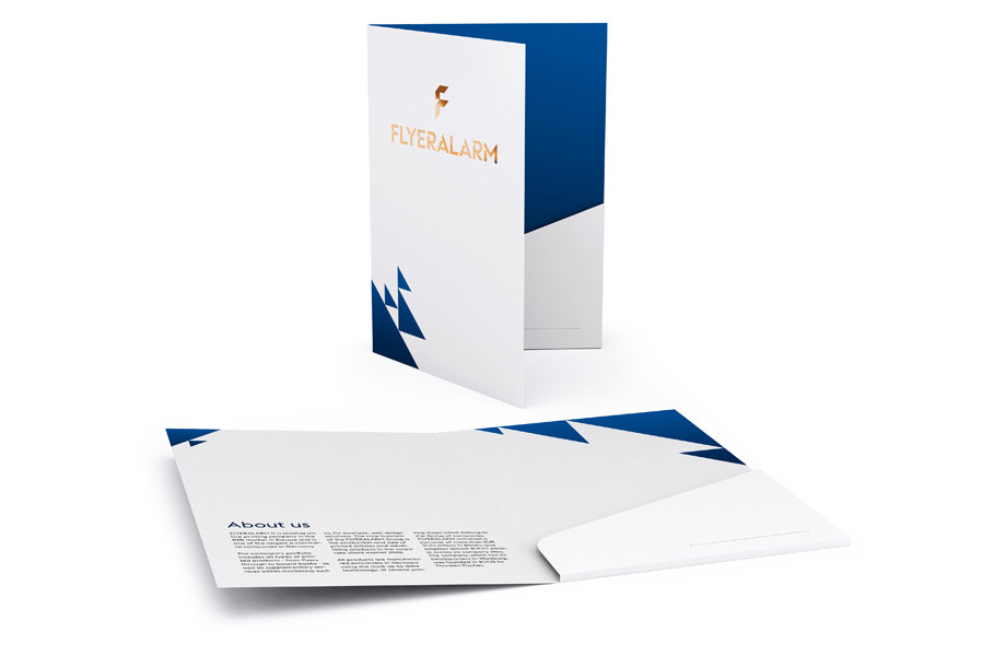 Folders with glued pocket, copper hot foil