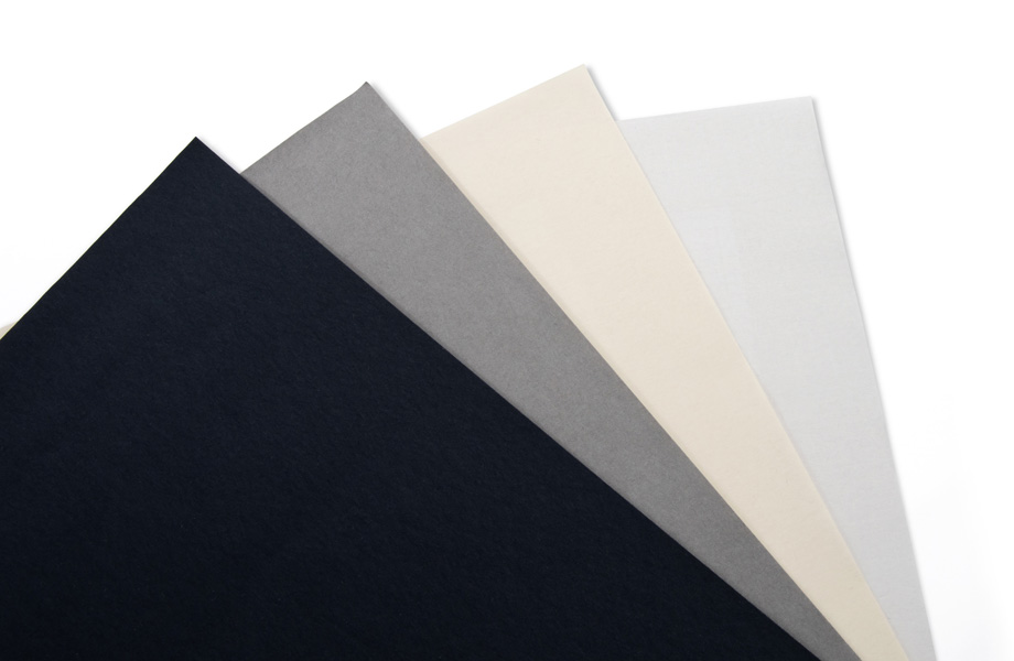 Dunicel®, fabric-like texture with a fine linen look in four colours: black, grey, white, cream