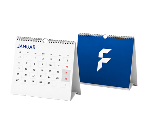 Desk calendars with spiral binding and pre-punched support